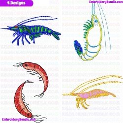 Shrimp Embroidery Design Bundle 1