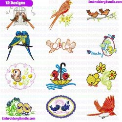 Small Birds Embroidery Design Bundle 2