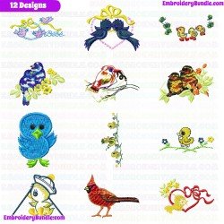 Small Birds Embroidery Design Bundle 3