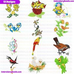 Small Birds Embroidery Design Bundle 4