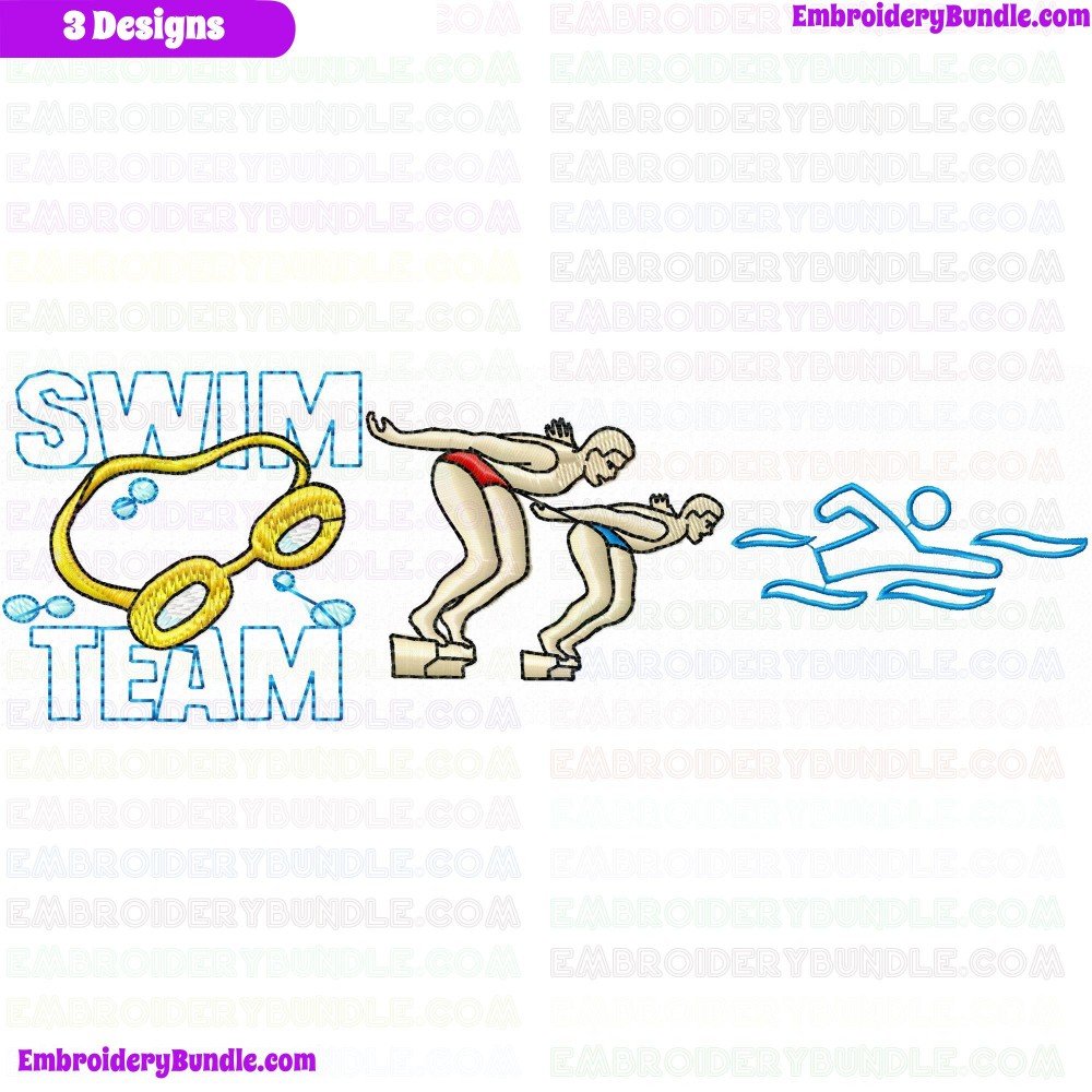 Swimming Embroidery Design Bundle 2 Swimming Embroidery Design Bundle 2