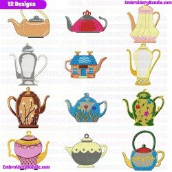 Teapots Embroidery Design Bundle 10