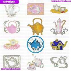 Teapots Embroidery Design Bundle 5