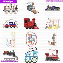 Trains Embroidery Design Bundle 1