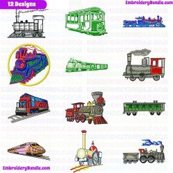 Trains Embroidery Design Bundle 2