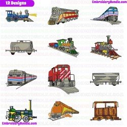 Trains Embroidery Design Bundle 3