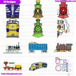 Trains Embroidery Design Bundle 6