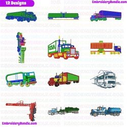 Truck Embroidery Design Bundle 4
