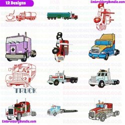 Truck Embroidery Design Bundle 6