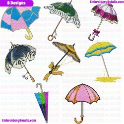 Umbrella Embroidery Design Bundle 2