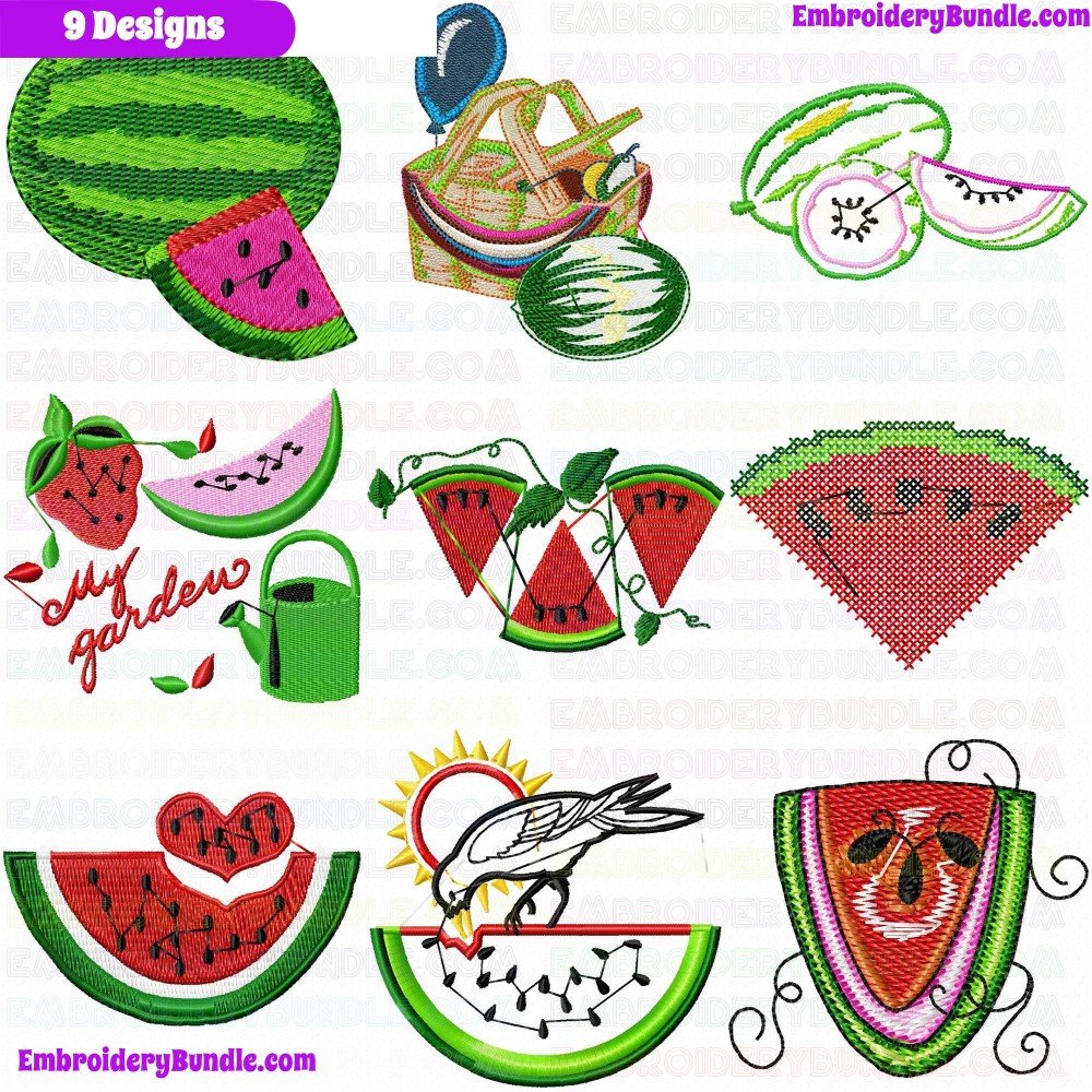 Watermelon Embroidery Design Bundle 2 Watermelon Embroidery Design Bundle 2
