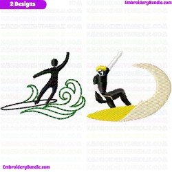 Waterskiing Embroidery Design Bundle 1
